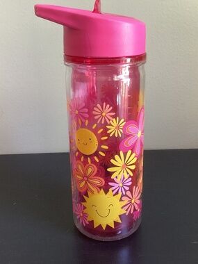 Kids Your Zone 14oz Double Wall Insulated Floral and Sunshine Plastic H2O Bottle